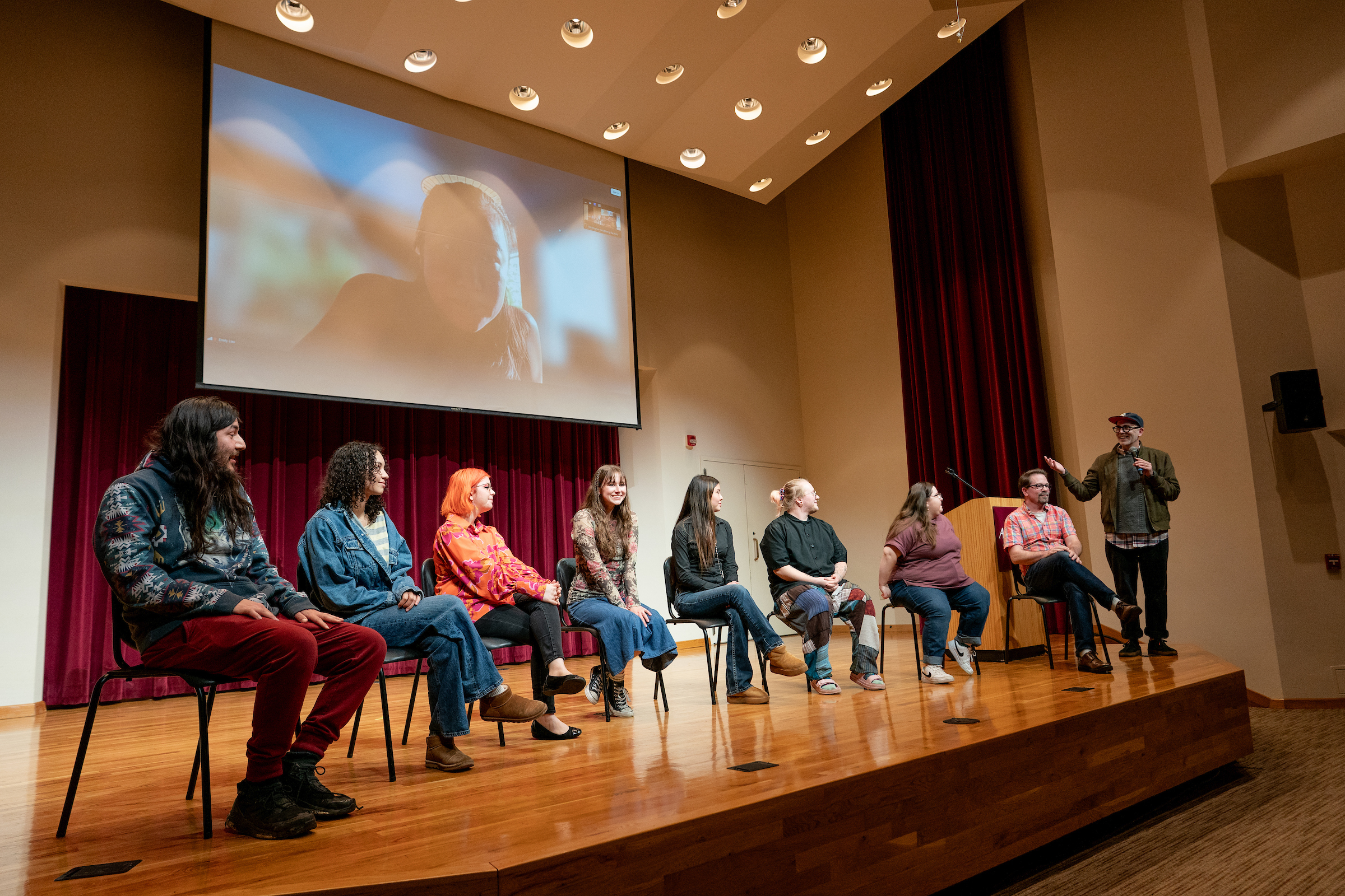 Students on stage share their experience making the film.